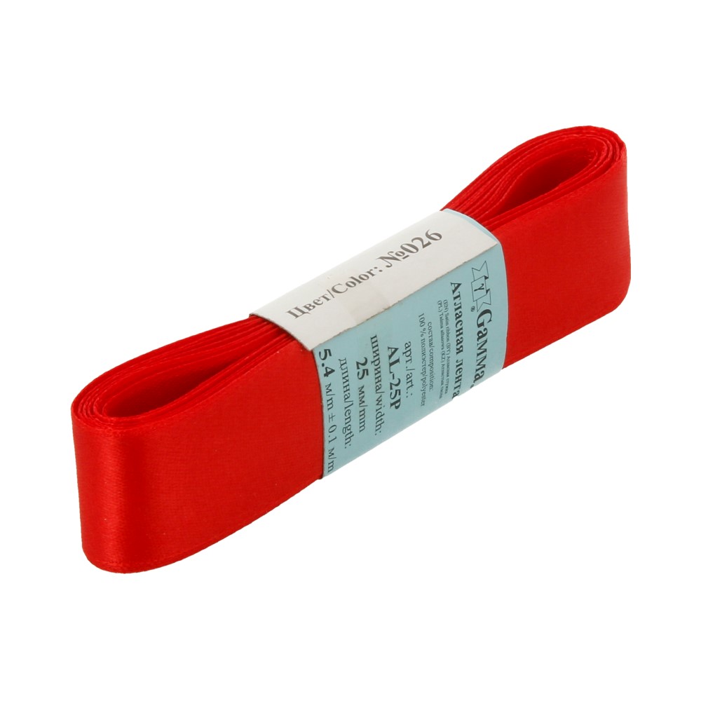 картинка Атласная лента AL-25P №026 цв.красный от магазина Mokos